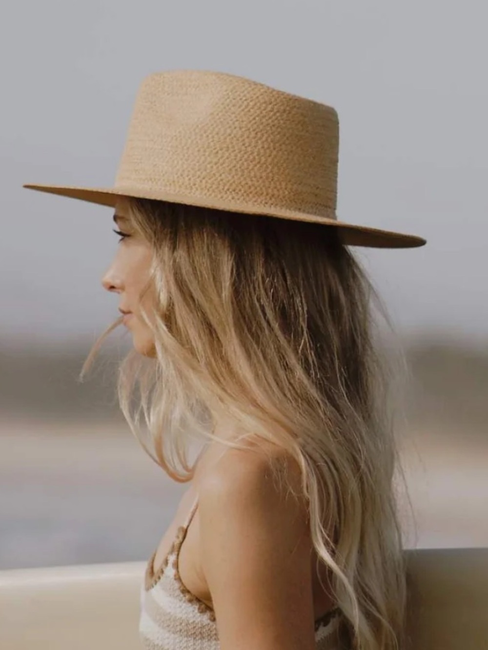 Will & Bear Sawyer Sand Wide Brim Straw Hat Sz Medium